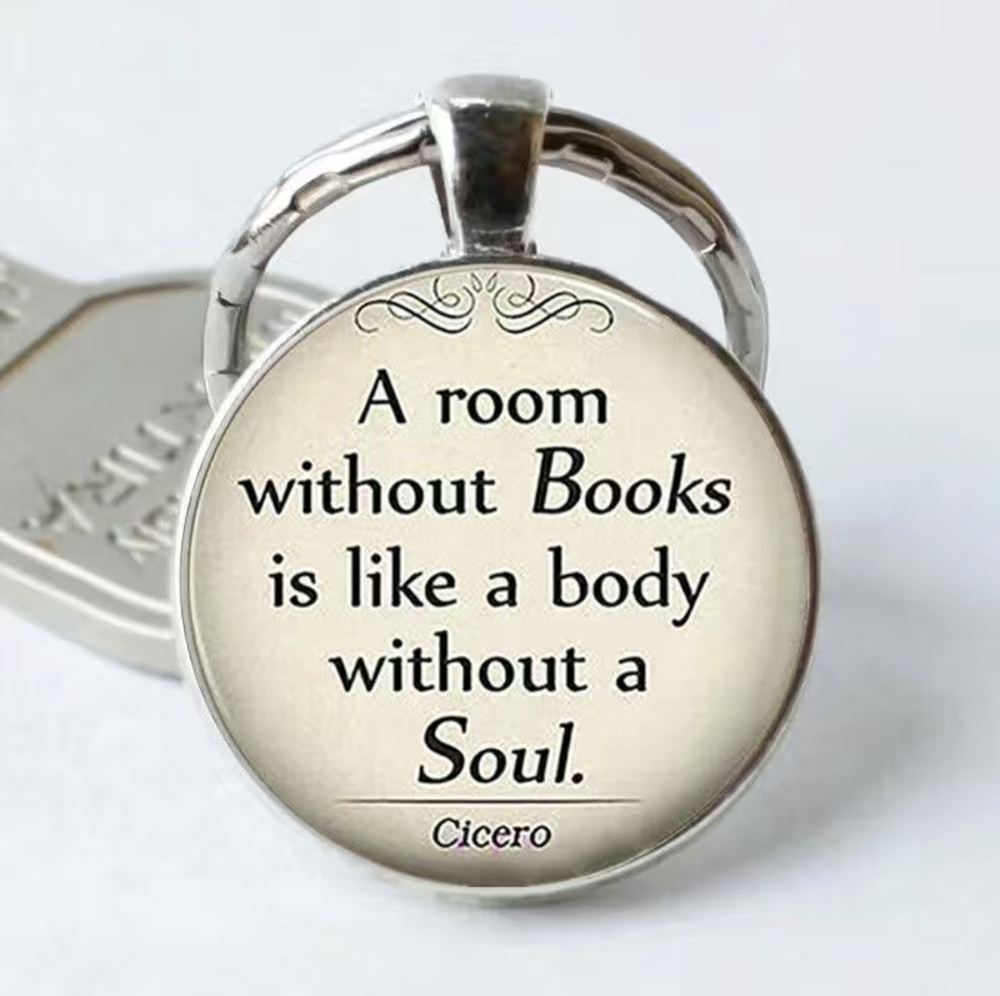 3/$25 A Room Without Books Is Like A Body Without A Soul Keychain NEW